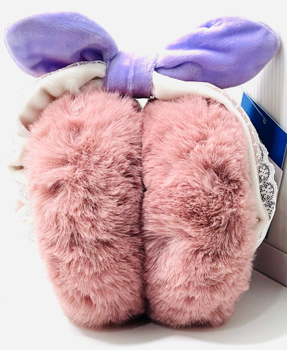 Bow Tie Folding Fur Ear Muffs – Warm Winter Earmuffs for Girls