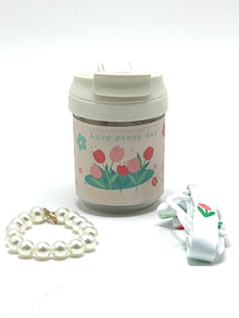 Floral Sleeve Fancy Water Bottle with Pearls - 330 ml