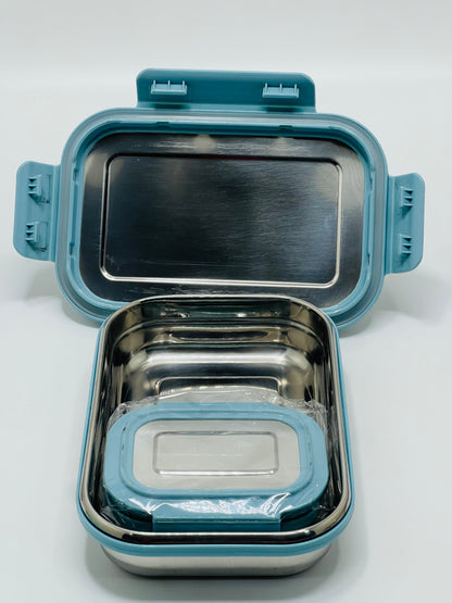 Mint Big Rectangle Steel Lunch Box – Large Capacity Tiffin (Mixed Characters)