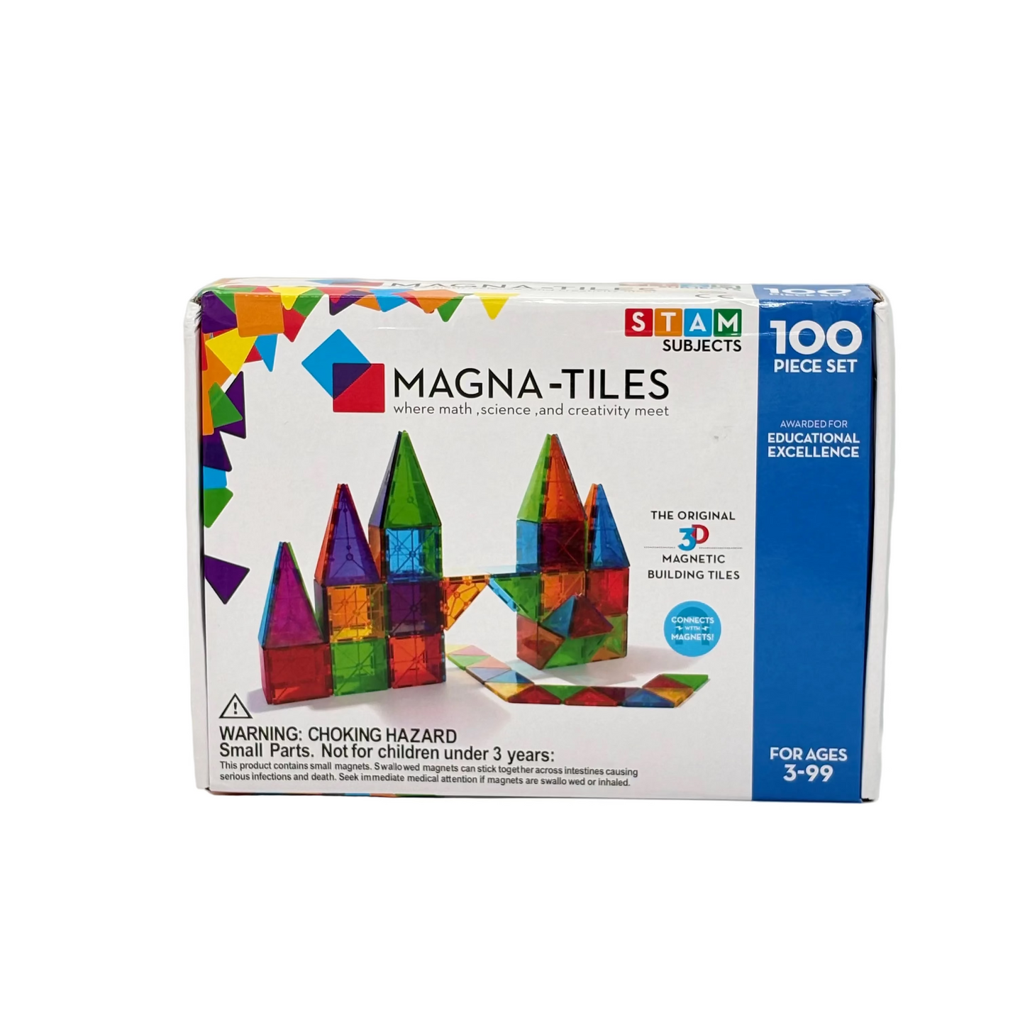 Magna-Tiles Magnetic Building Toys,Clear Colors Set,Multi Color (100 Pieces)