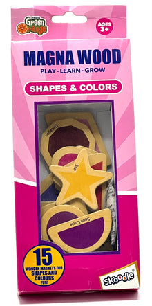 Skoodle Green Orange Magna Wood Shapes and Colors Wooden Magnetic Set
