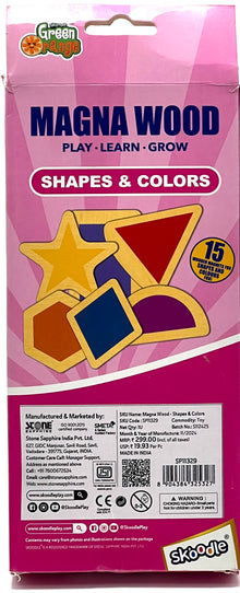 Skoodle Green Orange Magna Wood Shapes and Colors Wooden Magnetic Set
