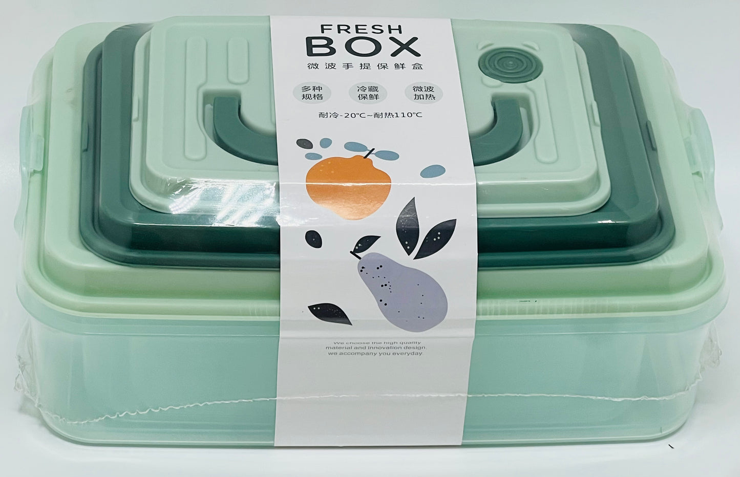 Fresh Box – Set of 3 Microwave Safe Plastic Storage Containers with Carry Handle