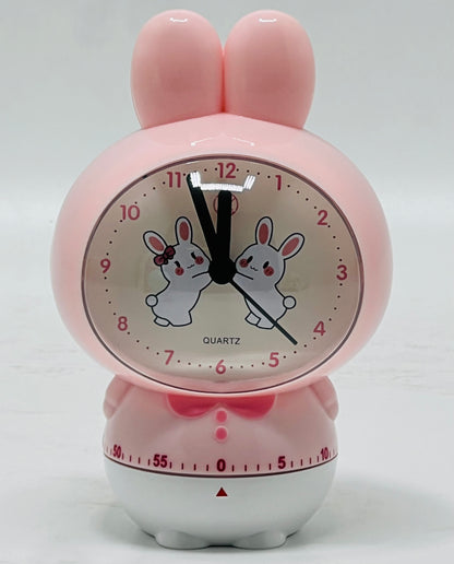 Rabbit-Shaped Kids Alarm Table Clock with timer – Round Design (Age 3+)