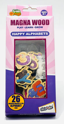 Skoodle Green Orange Magna Wood Happy Alphabets 26 Piece Wooden Magnetic Set