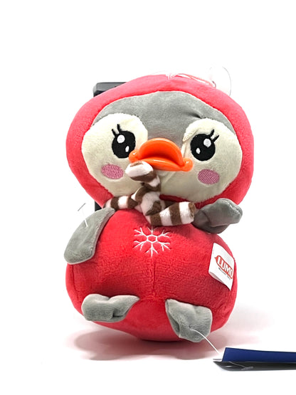 Adorable Grey Penguin Plush Toy with Yellow and Pink Scarf and Hoodie for Kids | Soft & Cuddly Stuffed Animal LMI11927