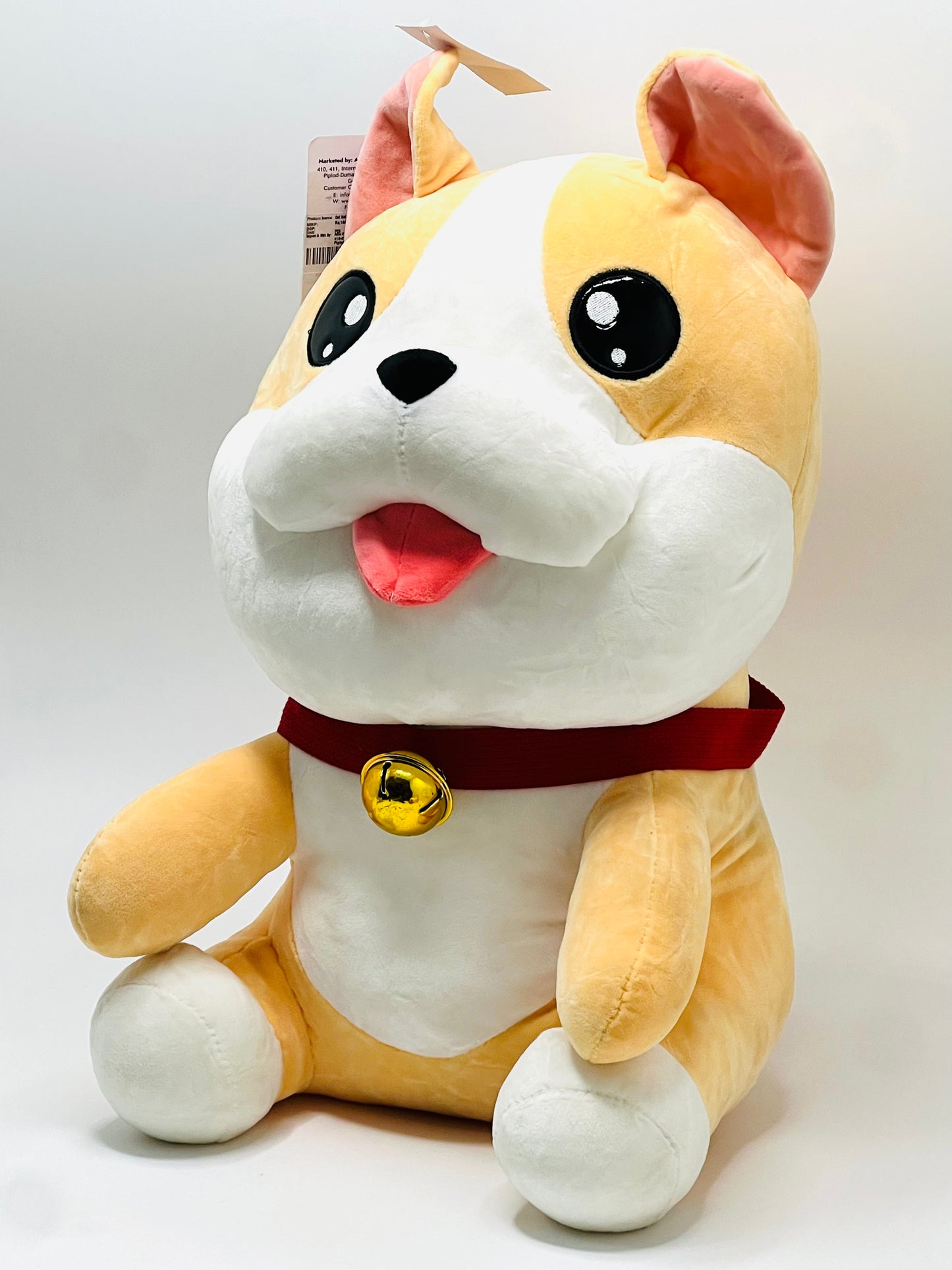 Cute Puppy Dog Plush Soft Toy with Bell Collar – 45cm