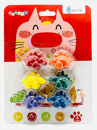 Dinosaur Shape Crayon Set 6 Colors