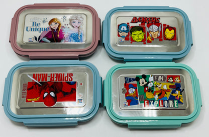 Mint Big Rectangle Steel Lunch Box – Large Capacity Tiffin (Mixed Characters)