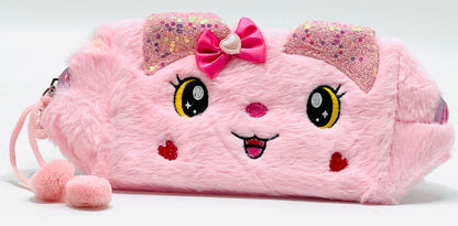Pink Fur Pencil Pouch