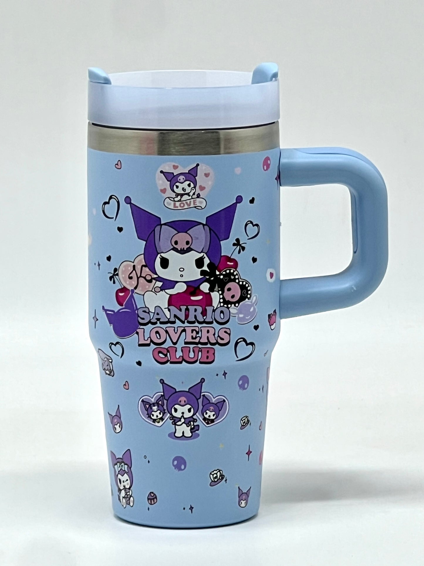 Kuromi Character Print Tumbler with Flip Lid and Straw 450 ml