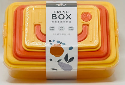 Fresh Box – Set of 3 Microwave Safe Plastic Storage Containers with Carry Handle