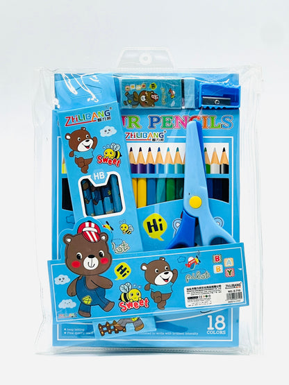 Zhilibang Kids 5-in-1 Art & Stationery Set - 18 Colour Pencils