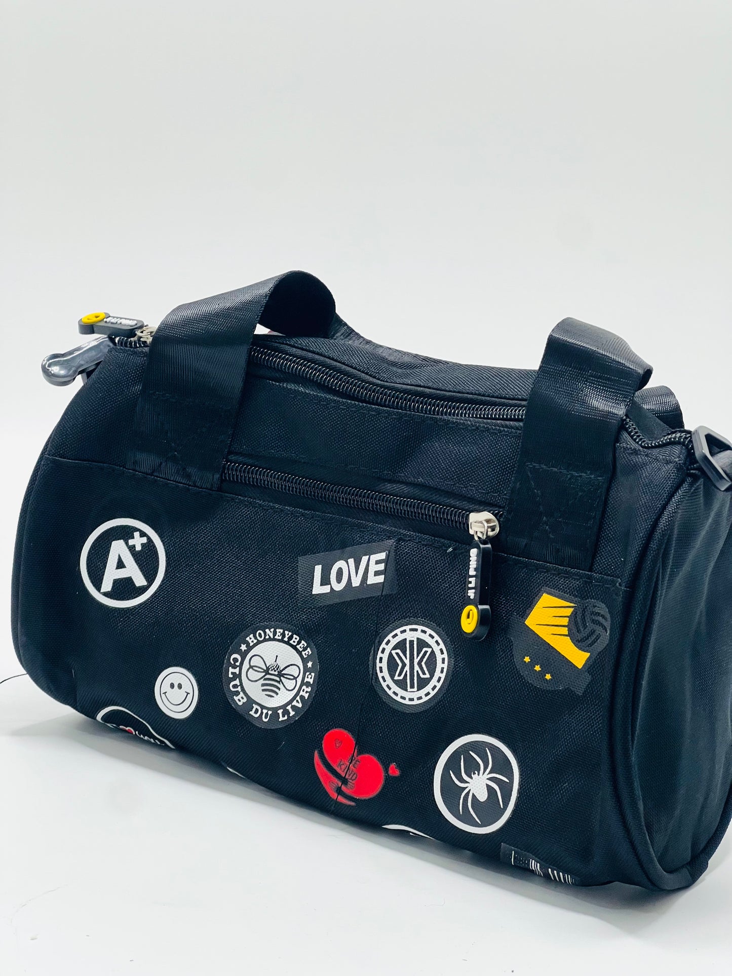 GBT Printed Patch Duffel Gym Bag with Detachable Strap