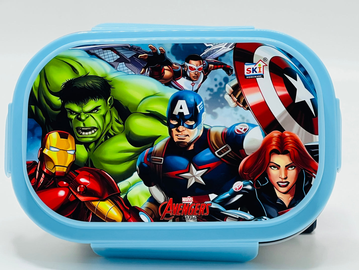 STEEL CARAMEL LUNCH BOX leak proof with avengers, spider man, princess and mickey Minie characters print