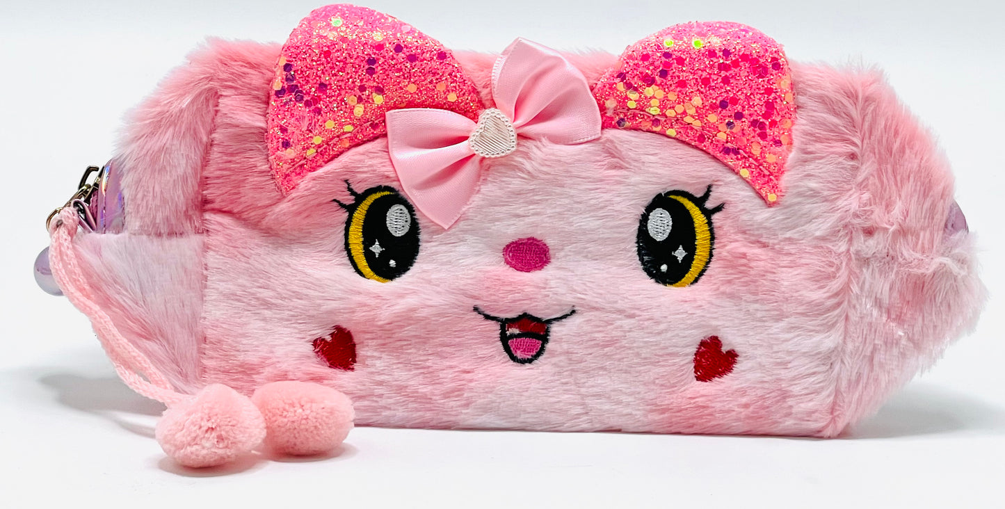 Pink Fur Pencil Pouch