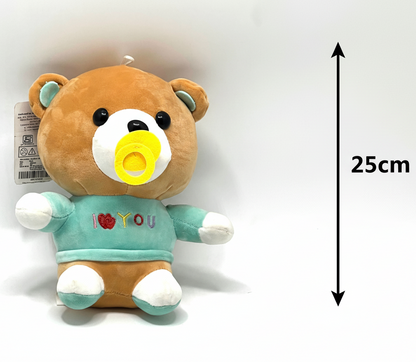 Teddy Bear Plush Soft Toy with Pacifier – 25 cm for Kids