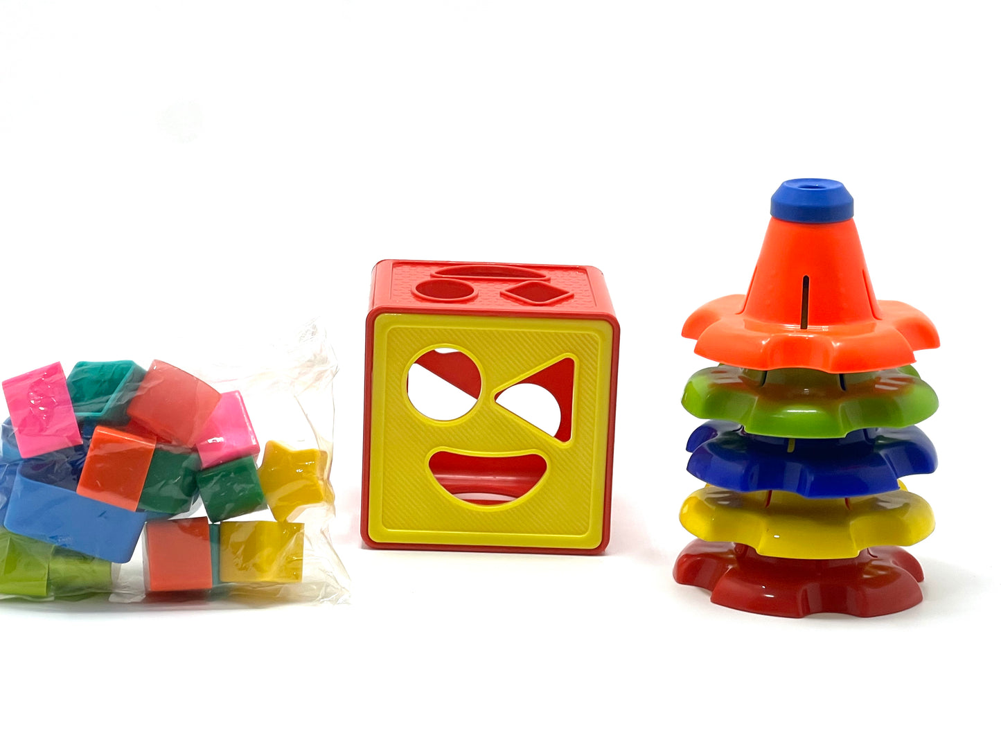 Ratna's 2 in 1 Poppins Gift Set Containing Stack-N-Spin & Shape Sorter Cube Montessori Toys Preschool Learning for Infants & Toddlers 1+ Year