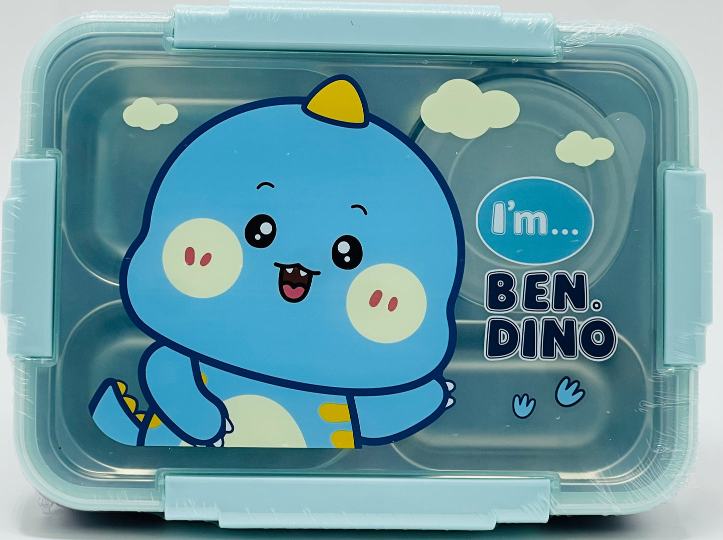 4-Section Stainless Steel Kids Lunch Box – Cute Character Print Tiffin