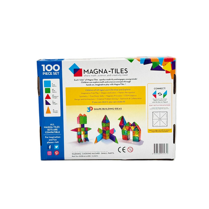 Magna-Tiles Magnetic Building Toys,Clear Colors Set,Multi Color (100 Pieces)