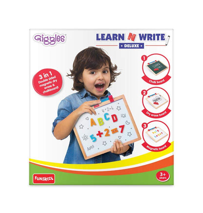 Giggles - Learn N Write Deluxe, 3 in 1 Magnetic Dry Erase & Chalkboard, Develops Early Writing Skills, 3 Years & Above, Preschool Toys, Multicolour