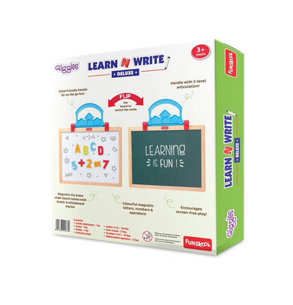 Giggles - Learn N Write Deluxe, 3 in 1 Magnetic Dry Erase & Chalkboard, Develops Early Writing Skills, 3 Years & Above, Preschool Toys, Multicolour