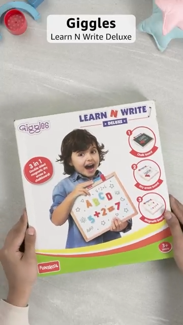 Giggles - Learn N Write Deluxe, 3 in 1 Magnetic Dry Erase & Chalkboard, Develops Early Writing Skills, 3 Years & Above, Preschool Toys, Multicolour