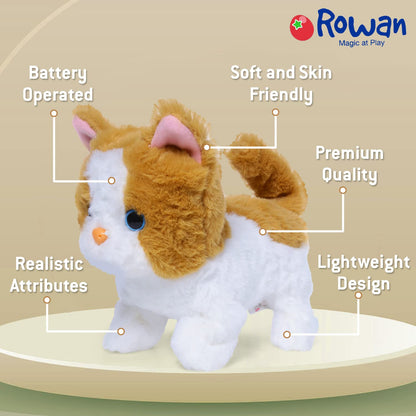 Rowan Bella Walking Cat Walks, Meows, Wags its Tail, Fun & Realistic Toy for Kids
