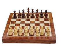 JODH Wooden Handcrafted Foldable Magnetic Sheesham Chess Board Set with Magnetic Pieces with Extra Queens Chess Set for 2 Players Kids and Adults (14 Inch)