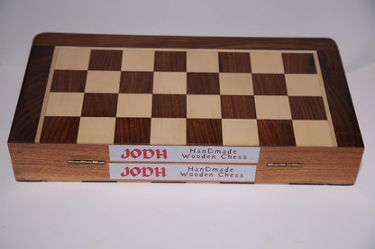 JODH Wooden Handcrafted Foldable Magnetic Chess Board Set with Magnetic Pieces with Extra Queens Chess Set for 2 Players Kids and Adults (14 Inch)