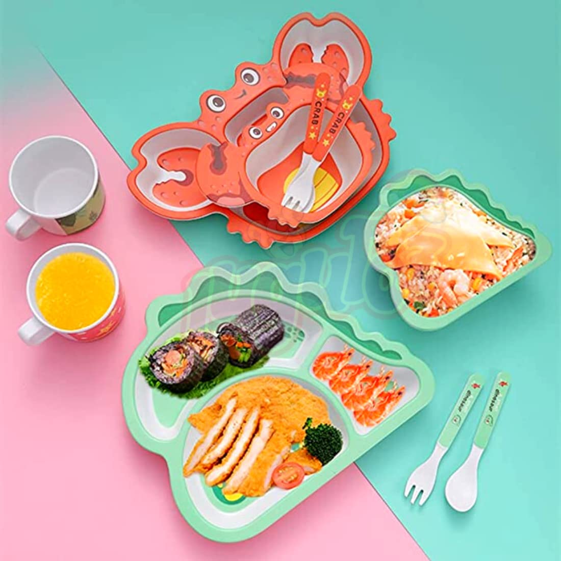 Bamboo Fibre Crab Kids Feeding Set 5 Piece