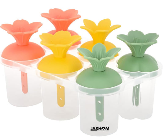 JAXHOM Plastic Popsicle Maker for Kids I Reusable Ice Pop Maker I 6 Cavities Frozen Ice Cream Maker Mould, 15X10X8 Cm