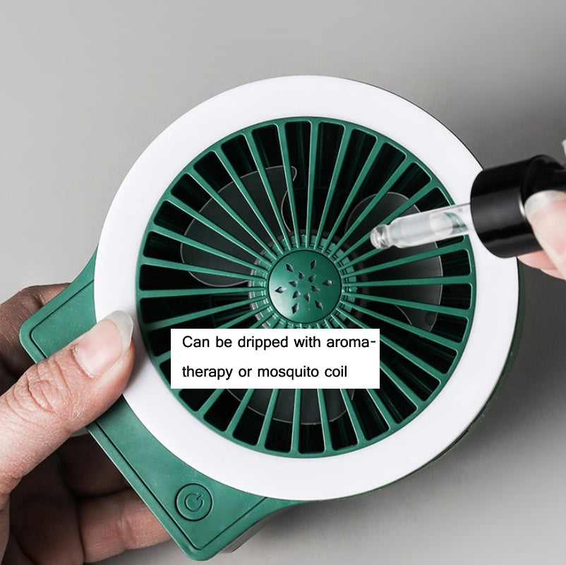 USB Charging Folding Fan With Lamp Student Bedside Table Fan With Mobile Phone Holder(Starry Sky)