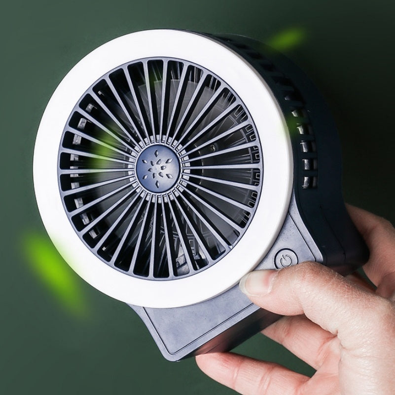 USB Charging Folding Fan With Lamp Student Bedside Table Fan With Mobile Phone Holder(Starry Sky)