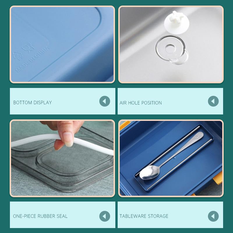 Prime Deals Leak-Proof Stainless Steel Lunch Box – 3 Compartment (750 ml, Blue)