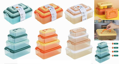 Fresh Plastic Storage Container Set of 3 Durable Microwavable Storage Box 2350 ML, 1500 ML, 850 ML, 450 ML (Assorted Colour)