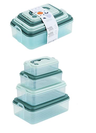 Fresh Plastic Storage Container Set of 3 Durable Microwavable Storage Box 2350 ML, 1500 ML, 850 ML, 450 ML (Assorted Colour)
