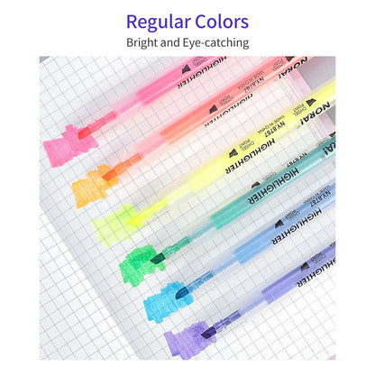 Decdeal 12 Colors Dual Tip Highlighter Pens Chisel Tips Art Marker Pen for Children Students Adults Drawing Journaling Office Home School Supplies