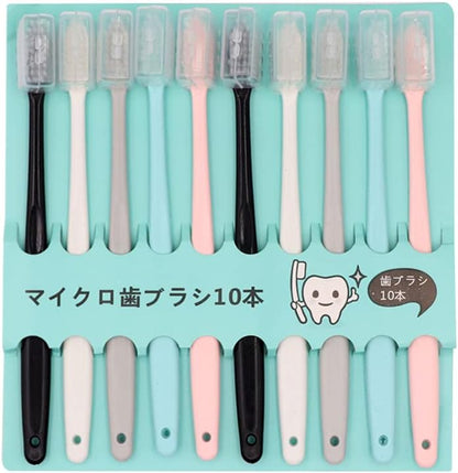 10pcs Toothbrush Soft Adult Bamboo Charcoal Deep Cleaning Teeth Whitening Nano Brush Antibacterial Reusable Oral Care Tool