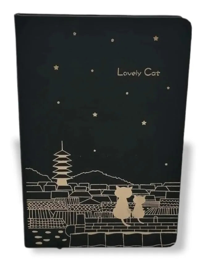 Lovely Cat Black Page Notebook 20x13cm