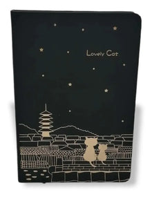 Lovely Cat Black Page Notebook 20x13cm