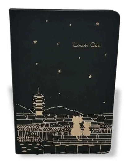 Lovely Cat Black Page Notebook 20x13cm