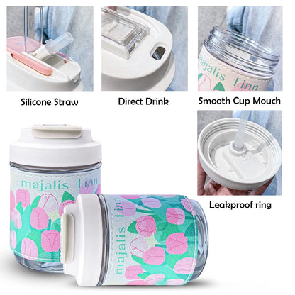 Floral Sleeve Fancy Water Bottle with Pearls - 330 ml