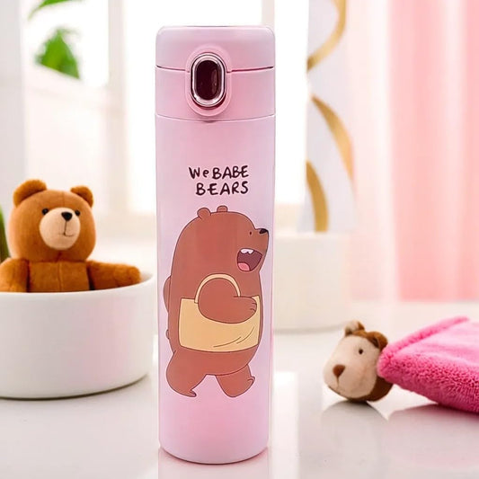 RSAAUD® Stainless Steel Cartoon Bear Water Bottle 500ML, Insulated Water Bottle, Steel Water Bottles for Girls Boys,Steel Flask for School, Office Leakproof 1Pc Random Color (Animal Bottle)