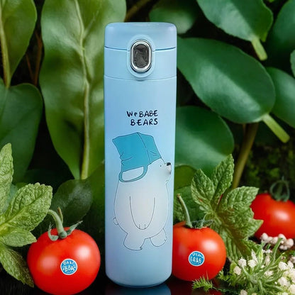 RSAAUD® Stainless Steel Cartoon Bear Water Bottle 500ML, Insulated Water Bottle, Steel Water Bottles for Girls Boys,Steel Flask for School, Office Leakproof 1Pc Random Color (Animal Bottle)