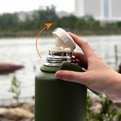 Water Bottle Hot And Cold, Stainless Steel Airtight Thermos Insulated,Bpa-Free Hot And Cold Water Bottle, Office, Travel, Gym, Sport, Yoga (1200 Ml, Black)