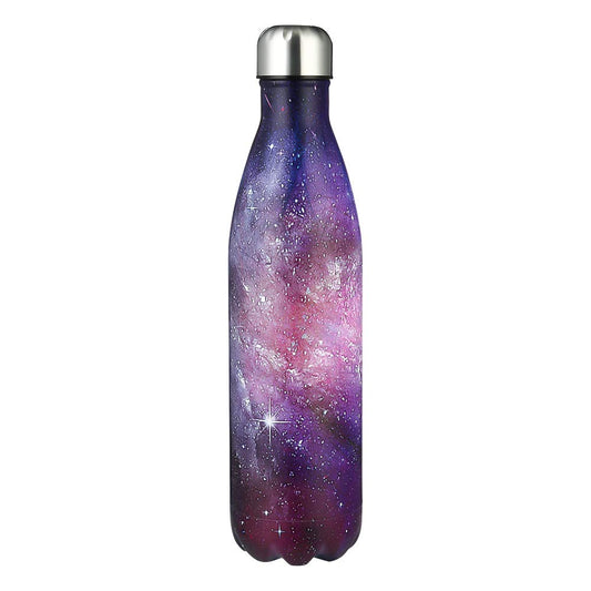 MELANIE'S POWER 34oz Galaxy Vacuum Insulated Water Bottle 500ml Children Double Wall Stainless Steel Bottle Leak Proof Hot & Cold Sports Drinks Bottle for Camping Cycling(Galaxy Purple)