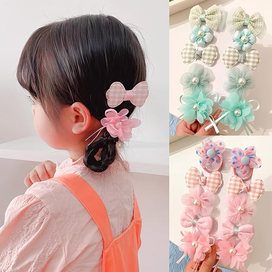 Multi-color super fairy bow flower fabric children's hairpin hair-friendly bangs clip for girls ponytail braid princess hairpin hair accessories(LS)