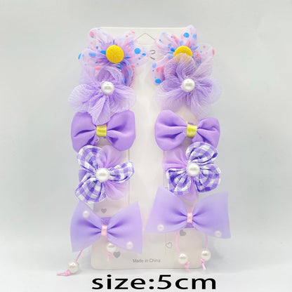Multi-color super fairy bow flower fabric children's hairpin hair-friendly bangs clip for girls ponytail braid princess hairpin hair accessories(LS)