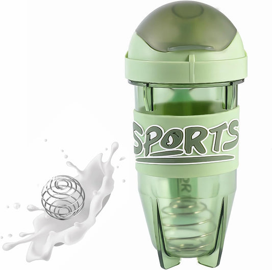 EYSOO Protein Shaker Bottle 600ml / 21 oz Shaker Bottle Protein Shaker Cup Leakproof Shaker BPA Free Protein Shaker with Blender Ball for Gym Fitness (Green)
